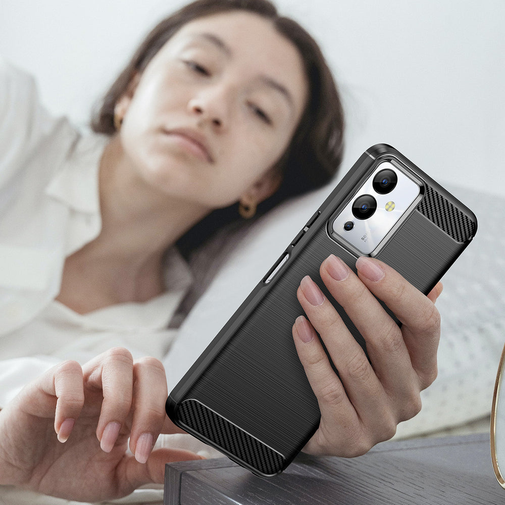 Carbon Case til Infinix Note 12i med fleksibelt silikon carbon cover sort