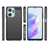 Carbon Case til Honor Play 40 Plus / Honor X7a fleksibelt silikone carbon cover sort