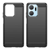 Carbon Case til Honor Play 40 Plus / Honor X7a fleksibelt silikone carbon cover sort