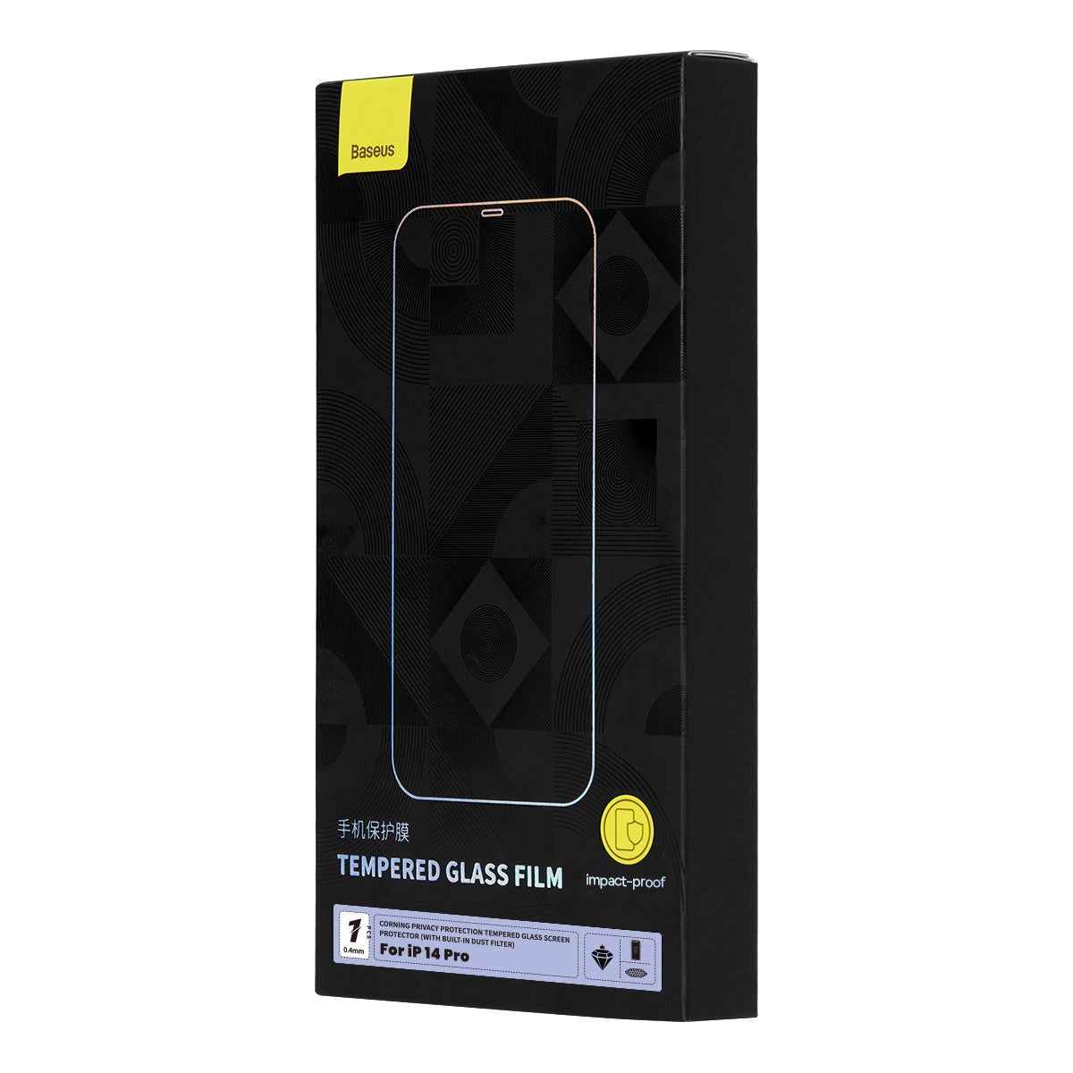 Baseus Privacy Tempered Glass til iPhone 14 Pro Full Screen 0.4mm Privacy Filter Anti Spy + Montering Kit