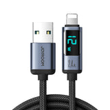 Joyroom Prism Series A16 Lightning / USB-A Cable 2.4A 1.2m med LED-skærm - sort