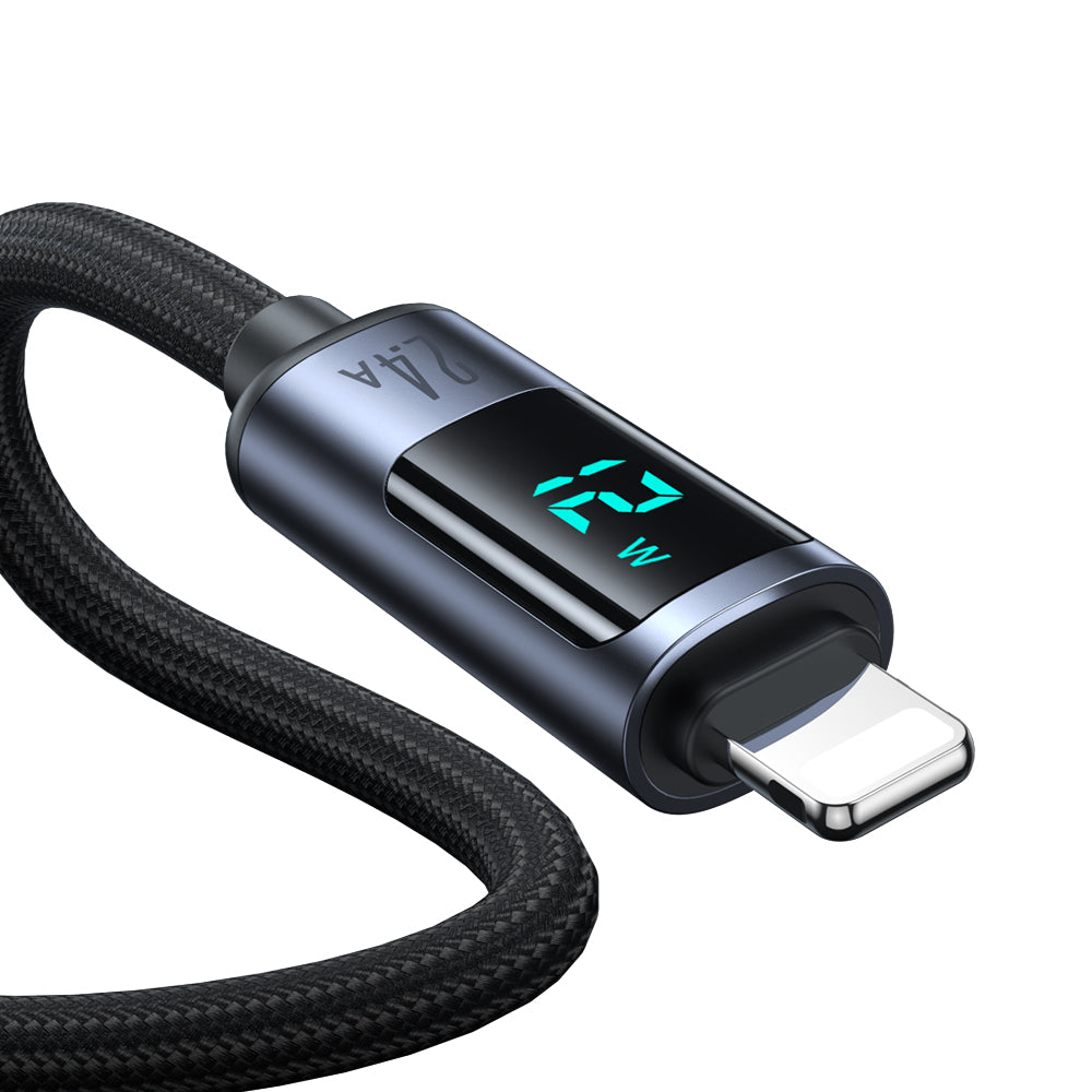 Joyroom Prism Series A16 Lightning / USB-A Cable 2.4A 1.2m med LED-skærm - sort