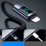 Joyroom Prism Series A16 Lightning / USB-A Cable 2.4A 1.2m med LED-skærm - sort