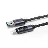 Joyroom Prism Series A16 Lightning / USB-A Cable 2.4A 1.2m med LED-skærm - sort