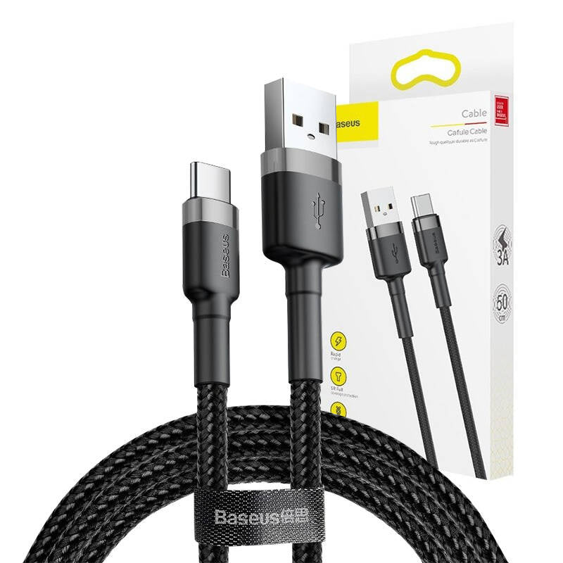 Baseus Cafule kabel USB-C 3A 1m (grå+sort)