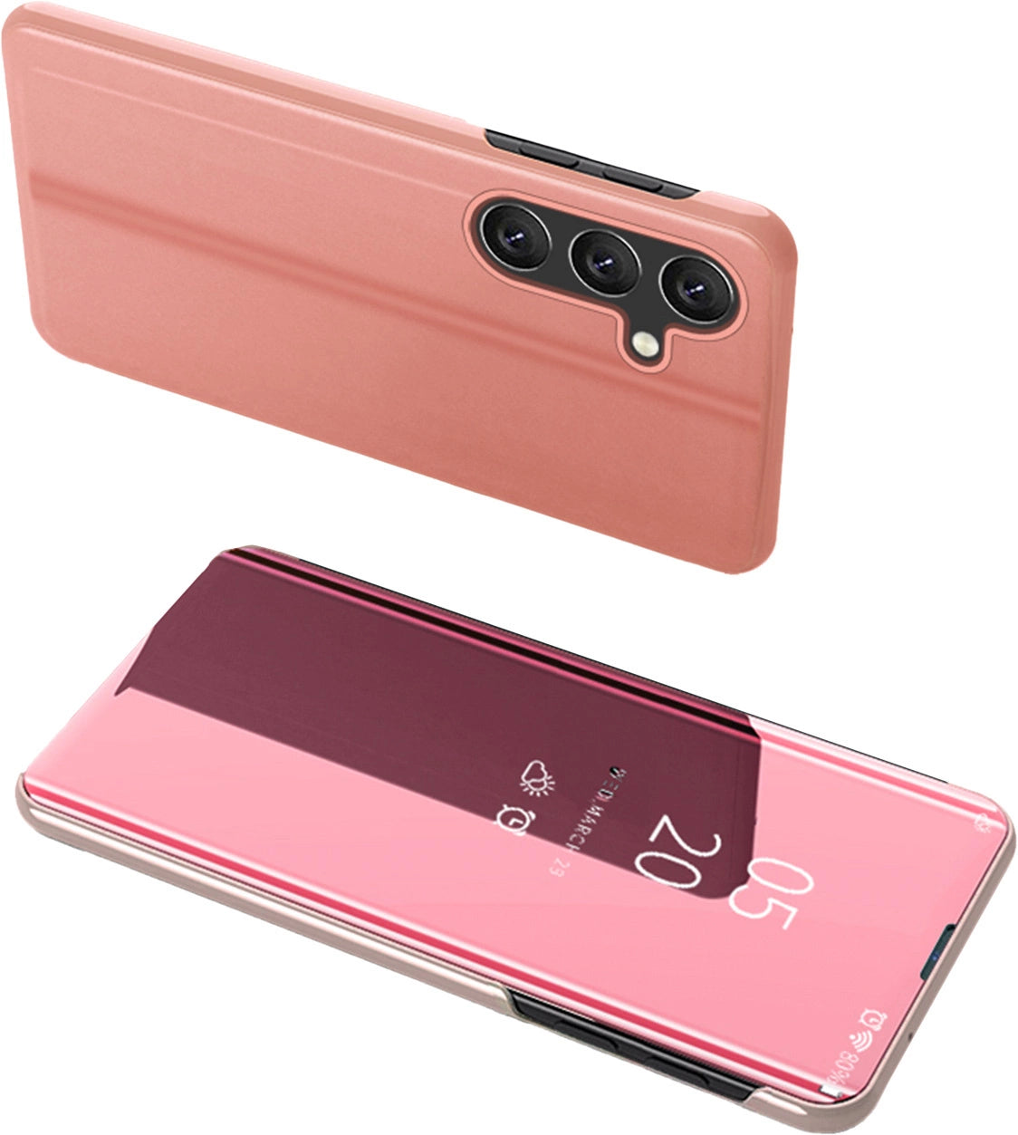 Clear View Case cover til Samsung Galaxy A24 4G cover med en flap pink