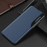 Eco læder View Case cover til Samsung Galaxy A24 4G med flip stand blå