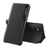 Eco læder View Case cover til Samsung Galaxy A24 4G med flip stand blå