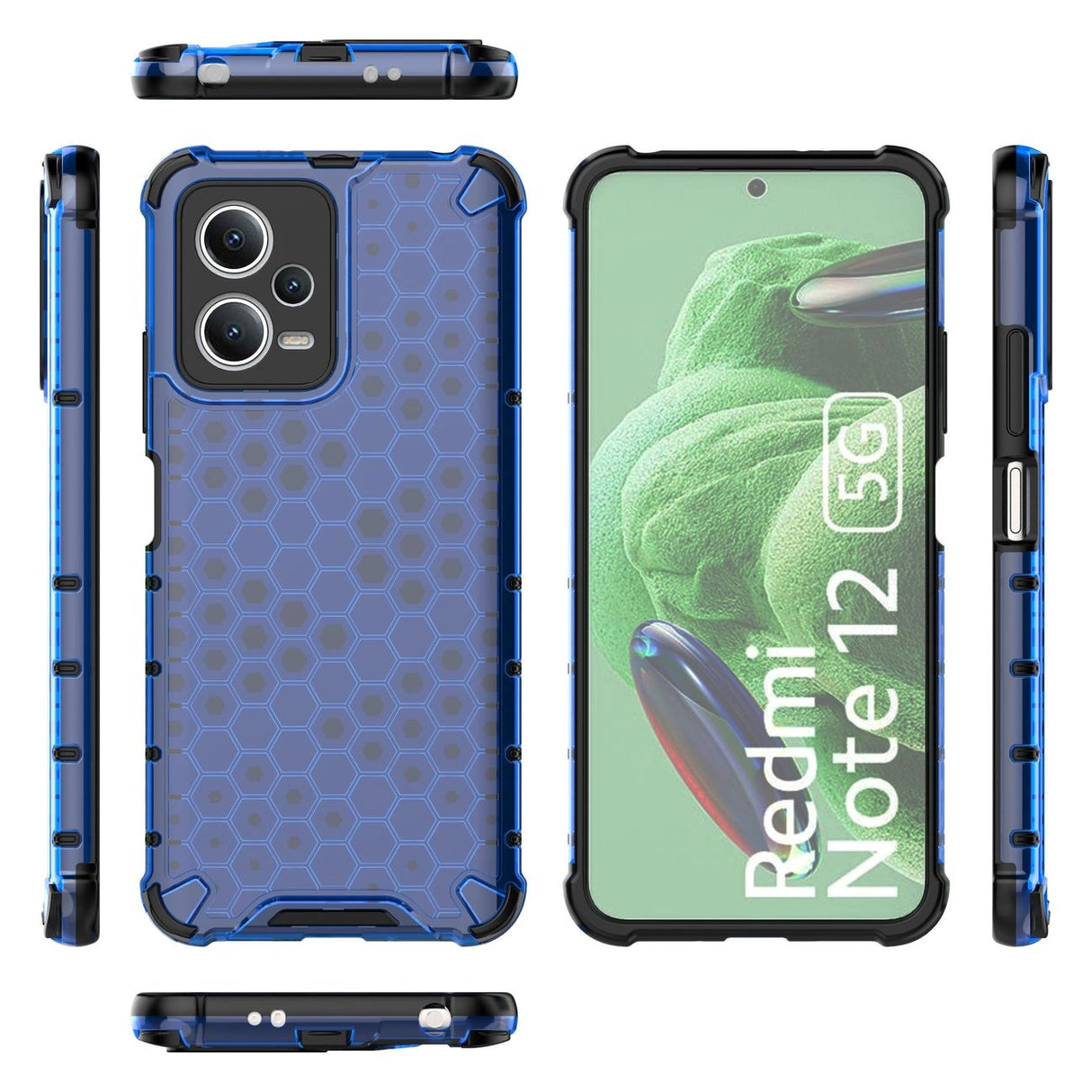 Honeycomb case til Xiaomi Redmi Note 12 5G / Poco X5 5G pansret hybrid case blå
