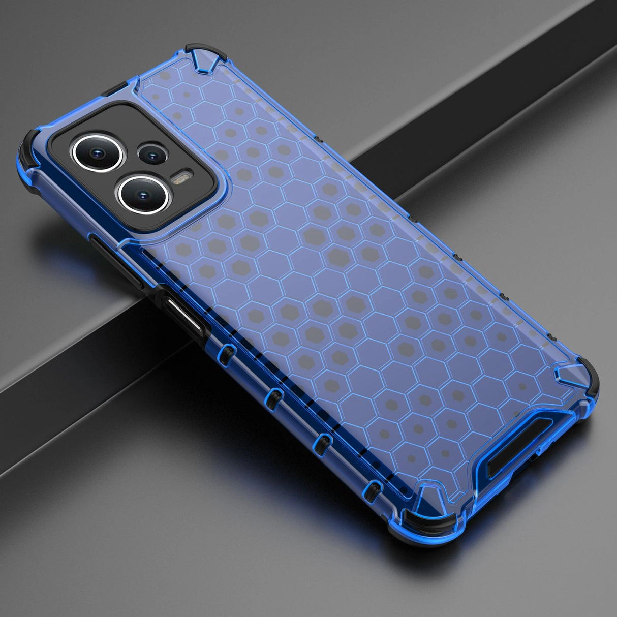 Honeycomb case til Xiaomi Redmi Note 12 5G / Poco X5 5G pansret hybrid case blå
