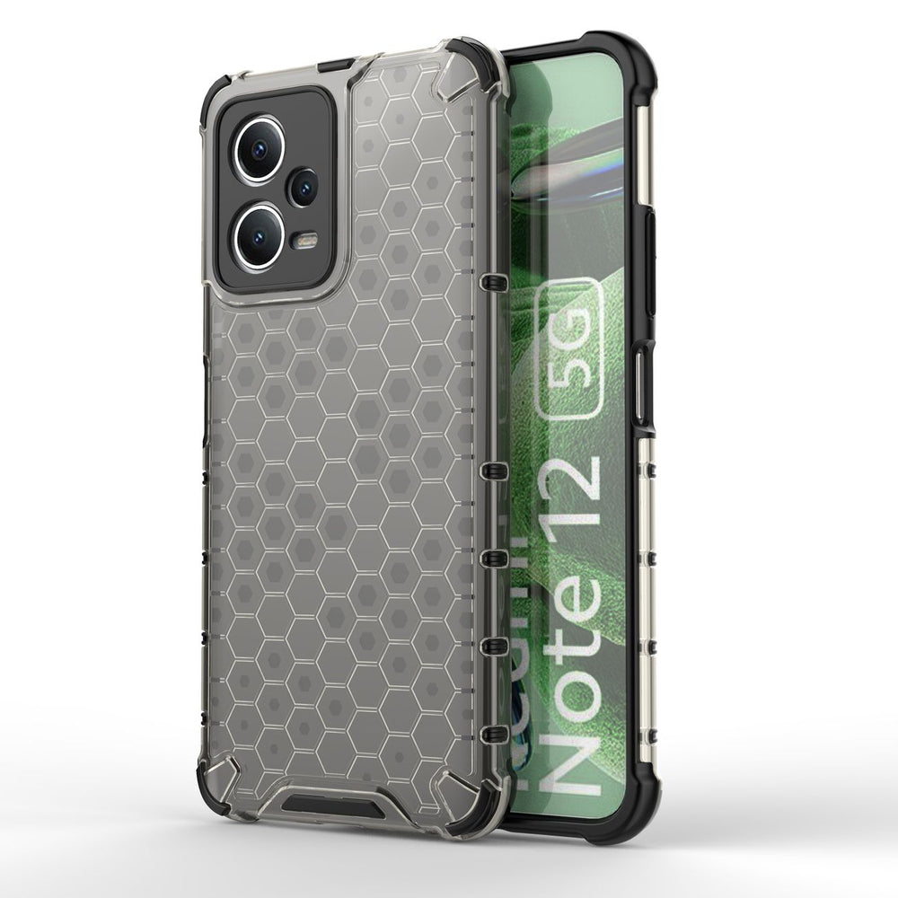 Honeycomb case til Xiaomi Redmi Note 12 5G / Poco X5 5G pansret hybrid cover sort