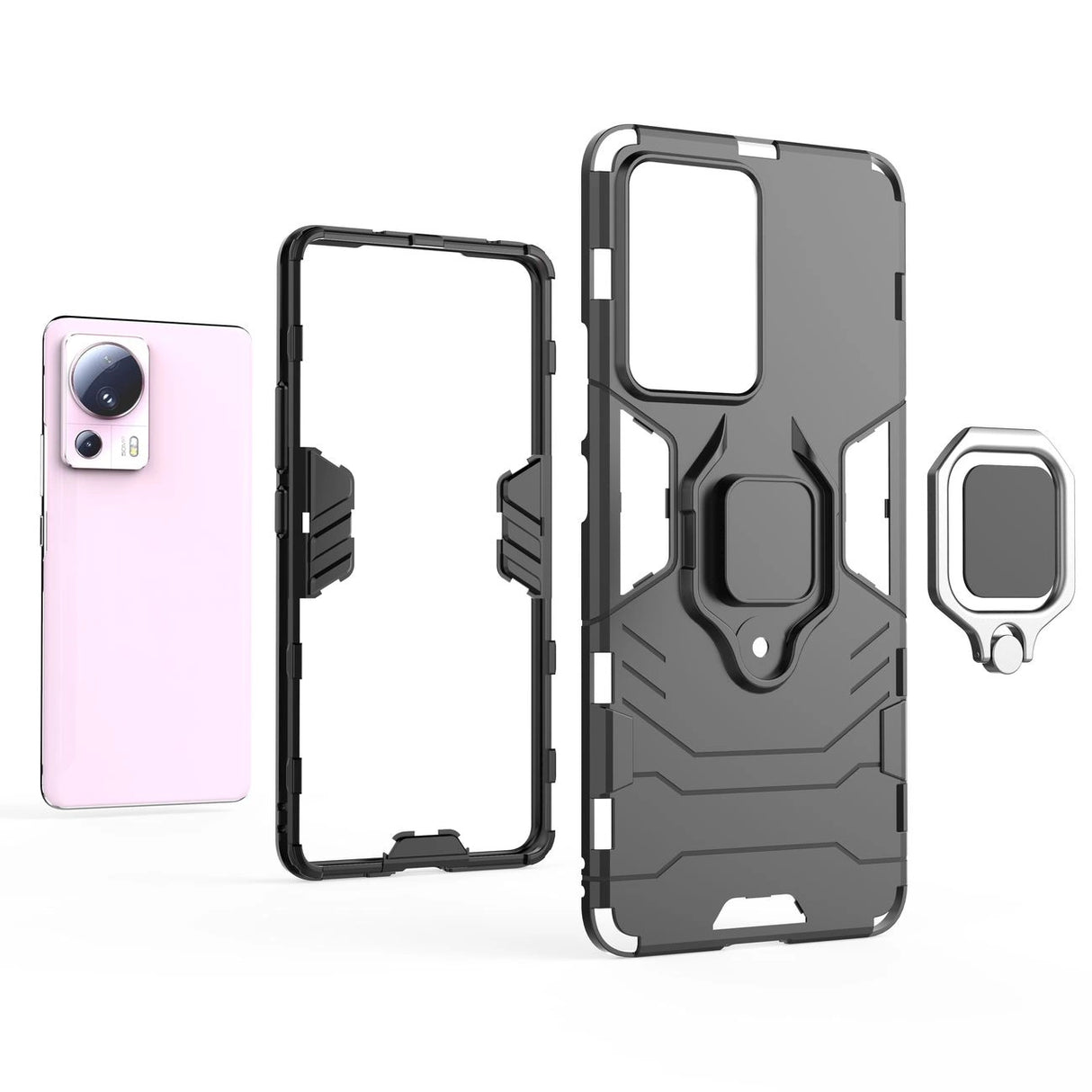 Ring Armor case til Xiaomi 13 Lite pansret cover magnetisk holder ring sort