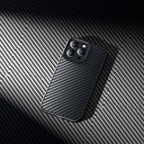 Pansret etui til iPhone 14 Pro Max kompatibel med MagSafe Baseus syntetisk fiber hærdet glas - sort