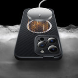 Pansret etui til iPhone 14 Pro Max kompatibel med MagSafe Baseus syntetisk fiber hærdet glas - sort