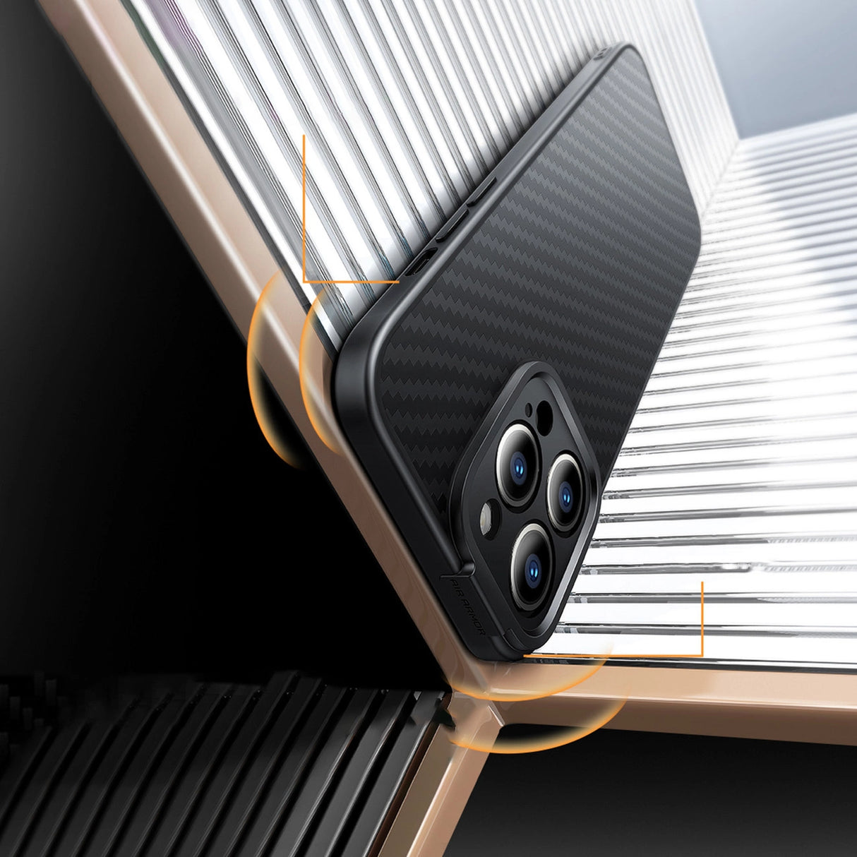 Pansret etui til iPhone 14 Pro Max kompatibel med MagSafe Baseus syntetisk fiber hærdet glas - sort