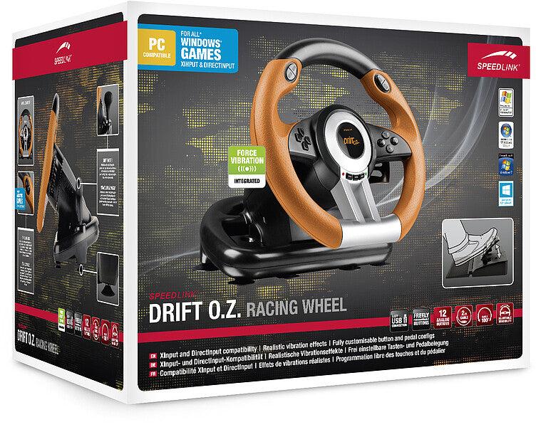 SPEEDLINK DRIFT O.Z. Sort, Grå, Orange USB Rat + Pedaler Analog/digital PC