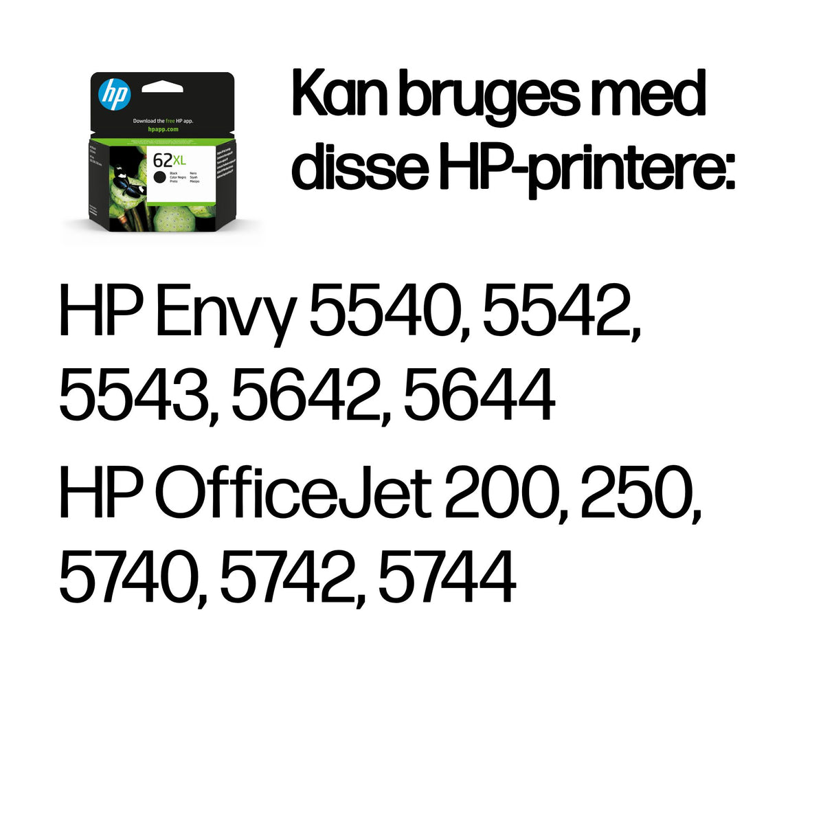 HP 62XL Sort 600 sider blækpatron
