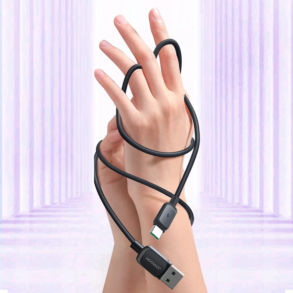 Joyroom Multi-Color Series A14 USB-A / USB-C 3A Kabel 1,2 m - sort