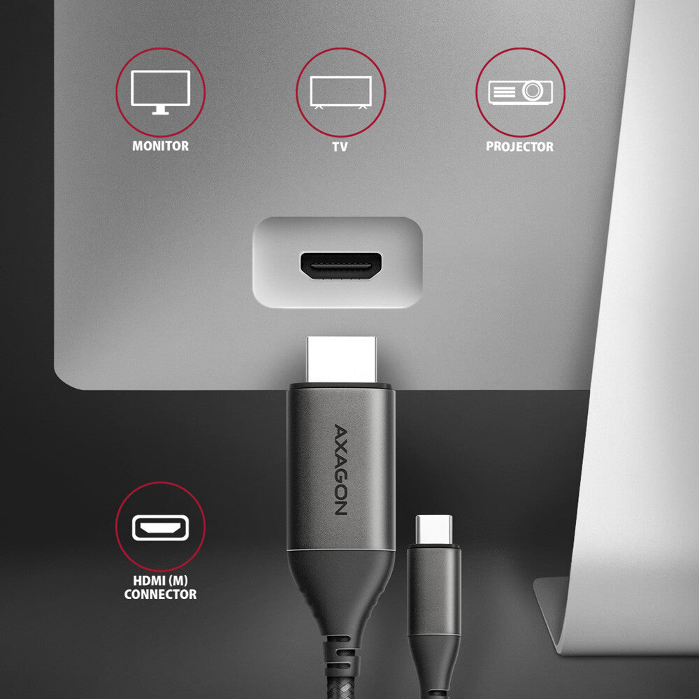 Axagon RVC-HI2MC videokabel adapter 1,8 m USB Type-C HDMI Sort