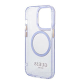Guess GUHMP14LHTCMU iPhone 14 Pro 6.1" lilla/lila hårdkasse Gold Outline Gennemskinnelig MagSafe