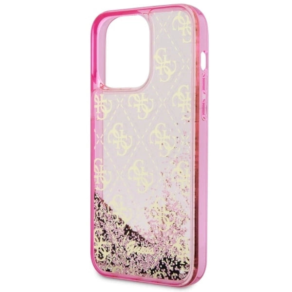 Guess GUHCP14LLC4PSGP iPhone 14 Pro 6.1" pink/pink hardcase Liquid Glitter 4G Transculent