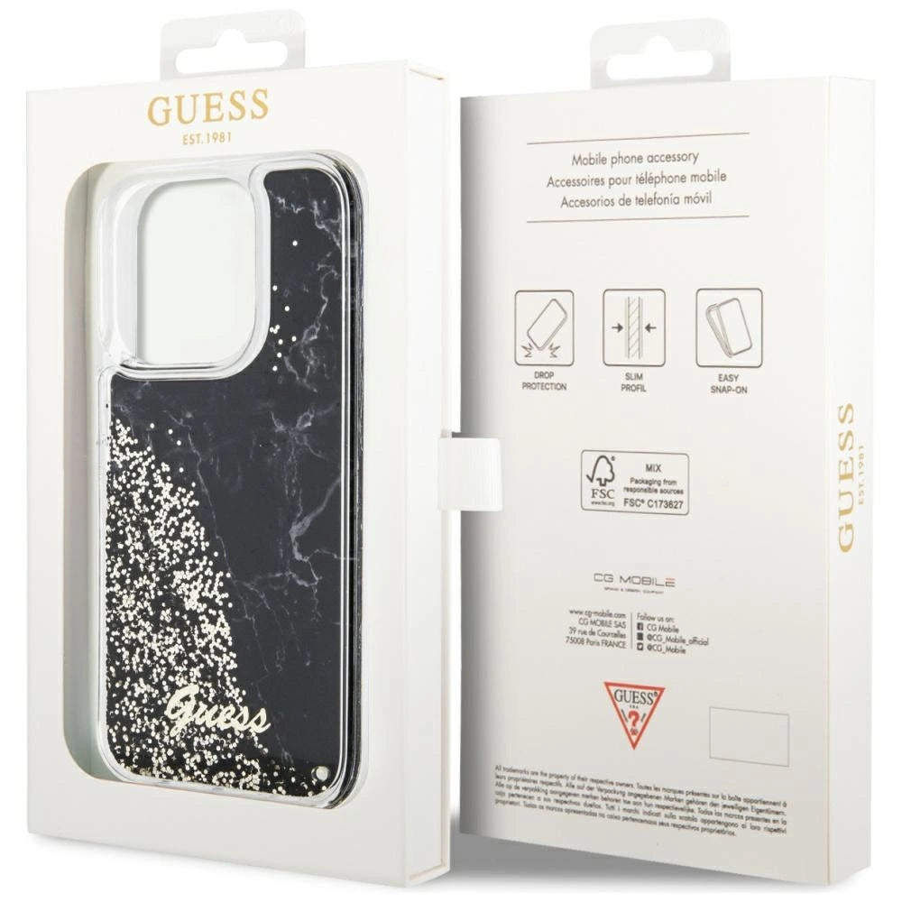 Guess GUHCP14LLCSGSGK iPhone 14 Pro 6.1" black/black hardcase Liquid Glitter Marble