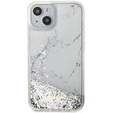 Guess Liquid Glitter Marble case til iPhone 14 - hvid