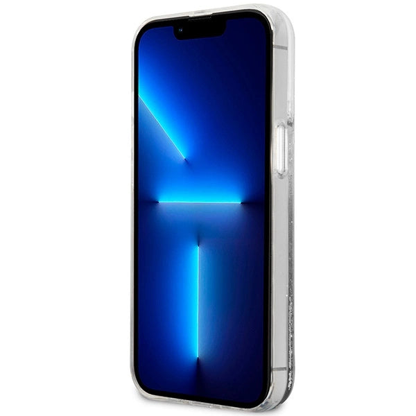 Guess Liquid Glitter Marble case til iPhone 14 - hvid