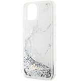 Guess Liquid Glitter Marble case til iPhone 14 - hvid