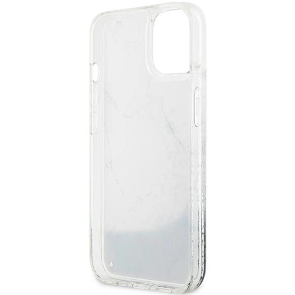 Guess Liquid Glitter Marble case til iPhone 14 - hvid