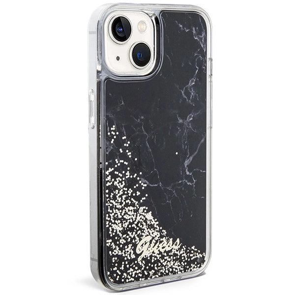 Guess Liquid Glitter Marble case til iPhone 14 - sort