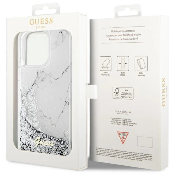 Guess GUHCP14XLCSGSGH iPhone 14 Pro Max 6.7" white/white hardcase Liquid Glitter Marble