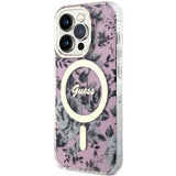 Guess GUHMP14LHCFWSP iPhone 14 Pro 6.1" pink/pink hardcase Flower MagSafe