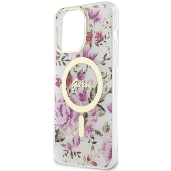 Guess GUHMP14LHCFWST iPhone 14 Pro 6.1" gennemsigtig hardcase Flower MagSafe