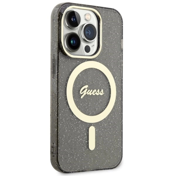 Guess GUHMP14LHCMCGK iPhone 14 Pro 6.1" black/black hardcase Glitter Gold MagSafe