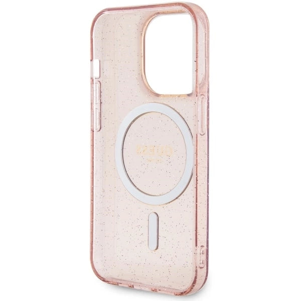 Guess GUHMP14LHCMCGP iPhone 14 Pro 6.1" pink/pink hardcase Glitter Gold MagSafe