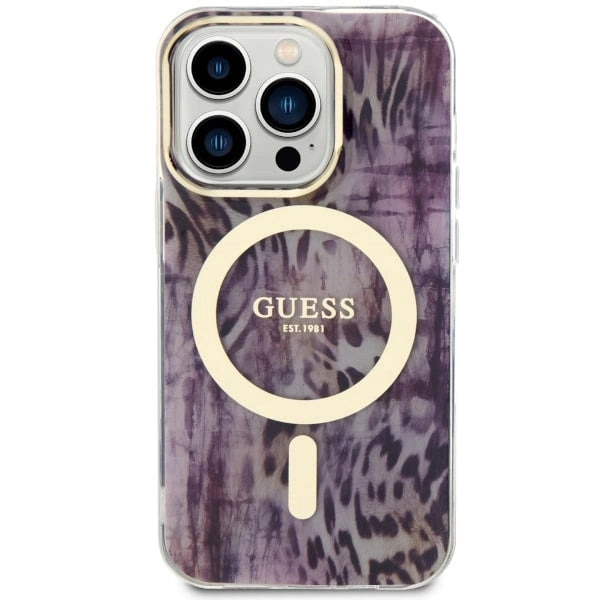 Guess GUHMP14LHLEOPWP iPhone 14 Pro 6,1" pink/pink hardcase Leopard MagSafe