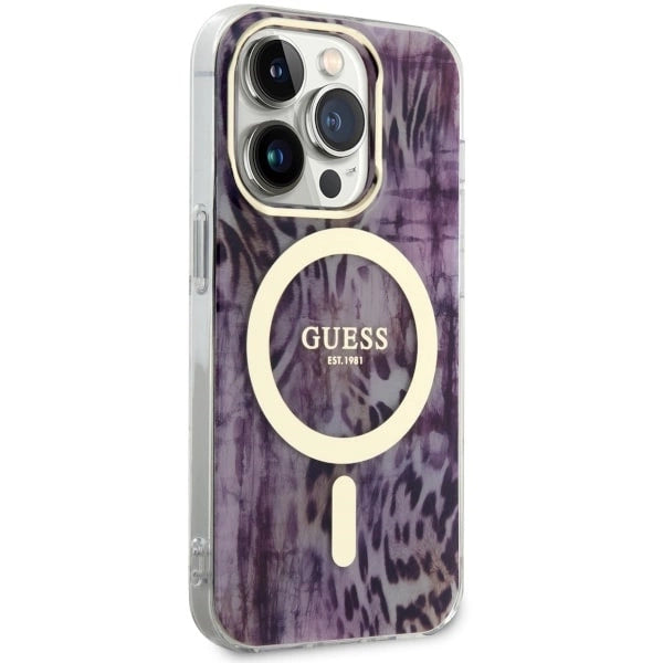 Guess GUHMP14LHLEOPWP iPhone 14 Pro 6,1" pink/pink hardcase Leopard MagSafe