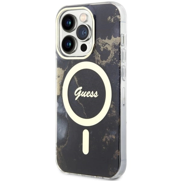 Guess GUHMP14LHTMRSK iPhone 14 Pro 6.1" black/black hardcase Golden Marble MagSafe