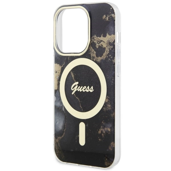 Guess GUHMP14LHTMRSK iPhone 14 Pro 6.1" black/black hardcase Golden Marble MagSafe