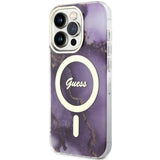 Guess GUHMP14LHTMRSU iPhone 14 Pro 6.1" lilla/lila hardcase Golden Marble MagSafe