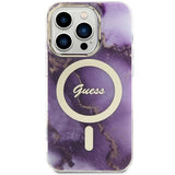 Guess GUHMP14LHTMRSU iPhone 14 Pro 6.1" lilla/lila hardcase Golden Marble MagSafe