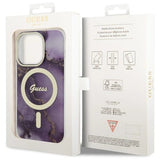 Guess GUHMP14LHTMRSU iPhone 14 Pro 6.1" lilla/lila hardcase Golden Marble MagSafe