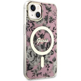 Guess GUHMP14MHCFWSP iPhone 14 Plus 6,7" pink/pink hardcase Flower MagSafe