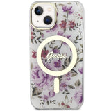 Guess GUHMP14MHCFWST iPhone 14 Plus 6.7" transparent hardcase Flower MagSafe