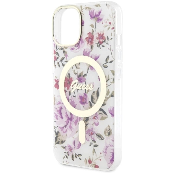 Guess GUHMP14MHCFWST iPhone 14 Plus 6.7" transparent hardcase Flower MagSafe