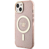 Guess GUHMP14MHCMCGP iPhone 14 Plus 6.7" pink/pink hardcase Glitter Gold MagSafe