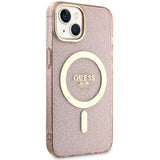 Guess GUHMP14MHCMCGP iPhone 14 Plus 6.7" pink/pink hardcase Glitter Gold MagSafe