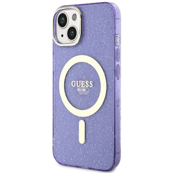 Guess GUHMP14MHCMCGU iPhone 14 Plus 6.7" purple/purple hardcase Glitter Gold MagSafe