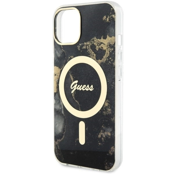 Guess GUHMP14MHTMRSK iPhone 14 Plus 6.7" black/black hardcase Golden Marble MagSafe